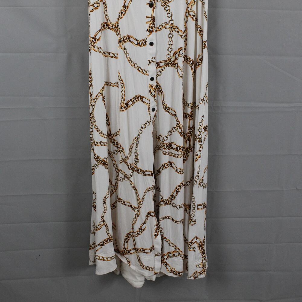 Maeve Dress XS Chain Printed Short Sleeve Maxi White Elegant Party Chic Classic - Picture 5 of 13